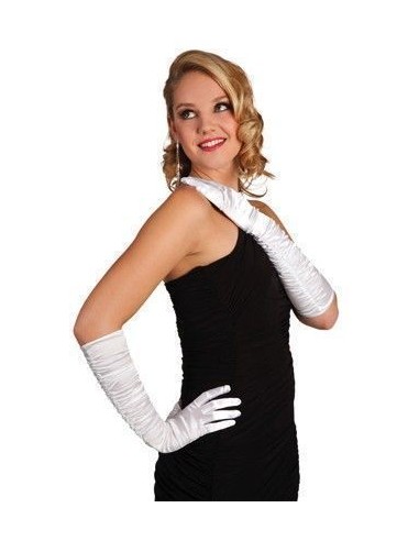 Gants Hollywood blancs jusqu'au coude - de haute qualité, idéaux pour le carnaval, les fêtes à thème et les événements spéciaux